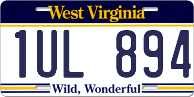 WV license plate 1UL894