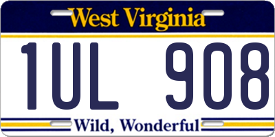 WV license plate 1UL908