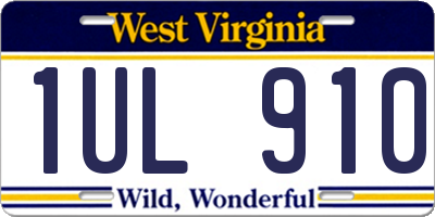 WV license plate 1UL910