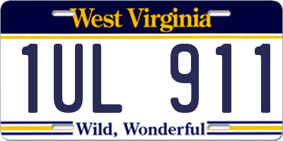 WV license plate 1UL911