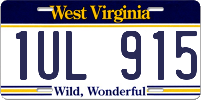 WV license plate 1UL915