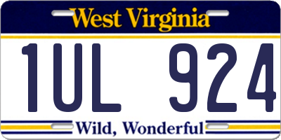 WV license plate 1UL924