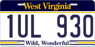 WV license plate 1UL930