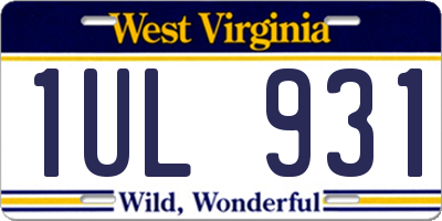 WV license plate 1UL931