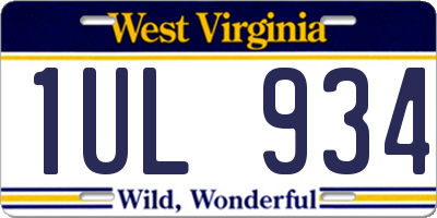WV license plate 1UL934