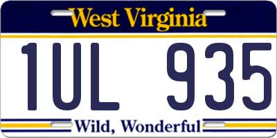 WV license plate 1UL935