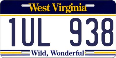 WV license plate 1UL938