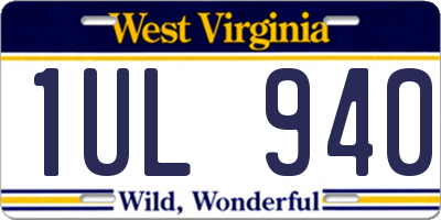 WV license plate 1UL940