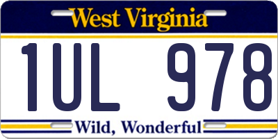 WV license plate 1UL978