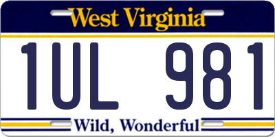 WV license plate 1UL981
