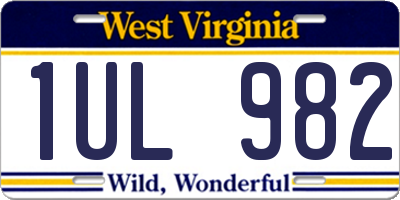WV license plate 1UL982
