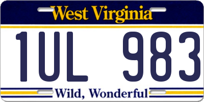 WV license plate 1UL983