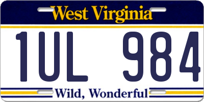 WV license plate 1UL984