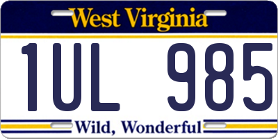 WV license plate 1UL985