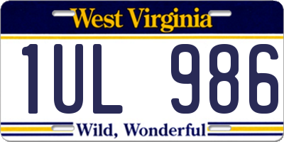 WV license plate 1UL986