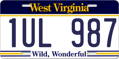 WV license plate 1UL987