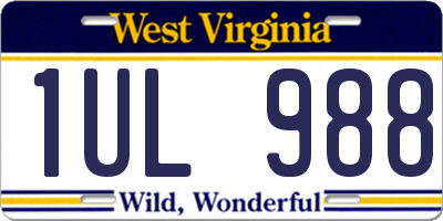 WV license plate 1UL988