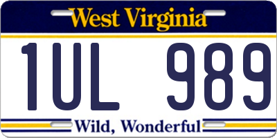 WV license plate 1UL989