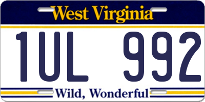 WV license plate 1UL992