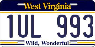 WV license plate 1UL993