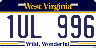WV license plate 1UL996