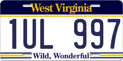 WV license plate 1UL997