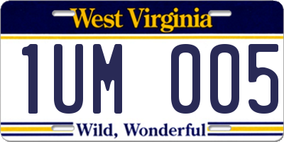 WV license plate 1UM005