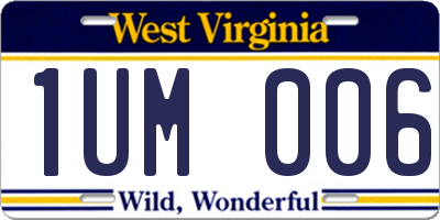 WV license plate 1UM006