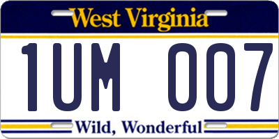 WV license plate 1UM007