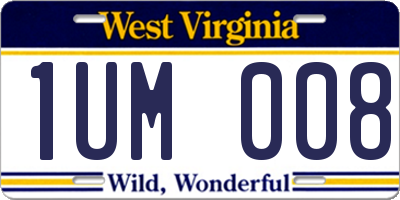 WV license plate 1UM008