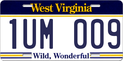 WV license plate 1UM009