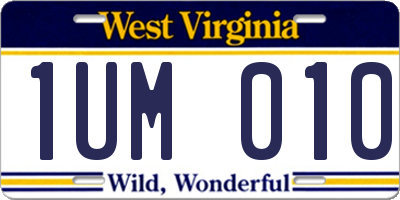 WV license plate 1UM010