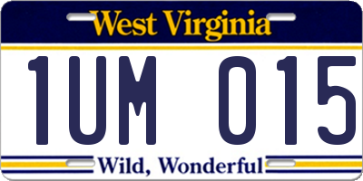 WV license plate 1UM015
