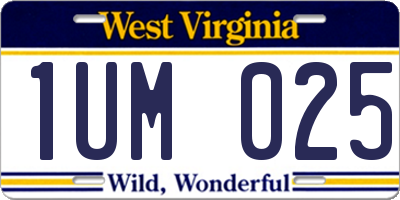WV license plate 1UM025