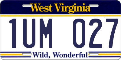 WV license plate 1UM027