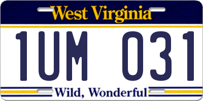 WV license plate 1UM031