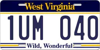 WV license plate 1UM040