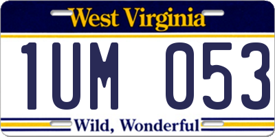 WV license plate 1UM053