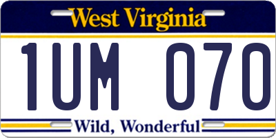 WV license plate 1UM070