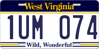 WV license plate 1UM074