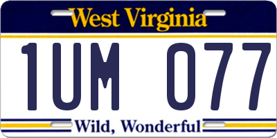 WV license plate 1UM077