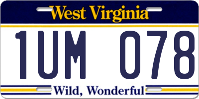 WV license plate 1UM078