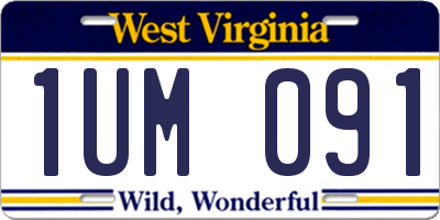 WV license plate 1UM091