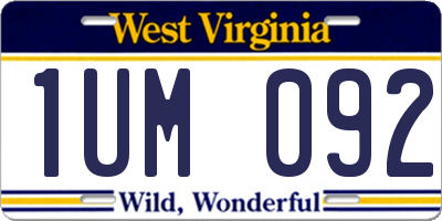 WV license plate 1UM092