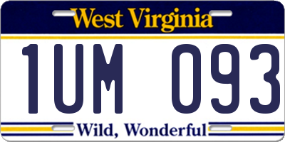 WV license plate 1UM093