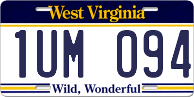 WV license plate 1UM094