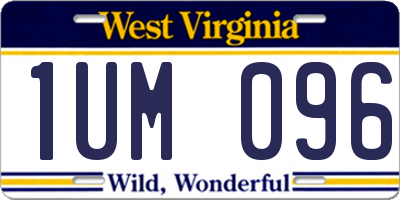 WV license plate 1UM096