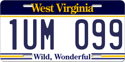 WV license plate 1UM099
