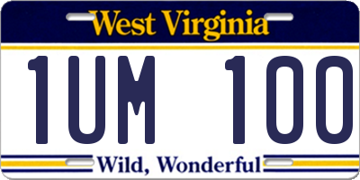 WV license plate 1UM100