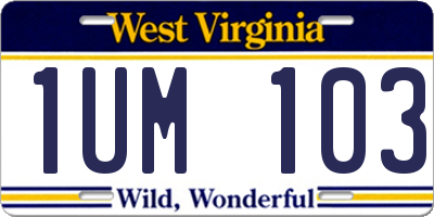 WV license plate 1UM103